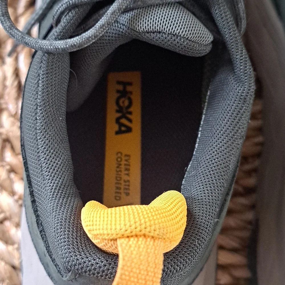Hoka One One Men's Olive Green and Yellow Trail Sneakers
